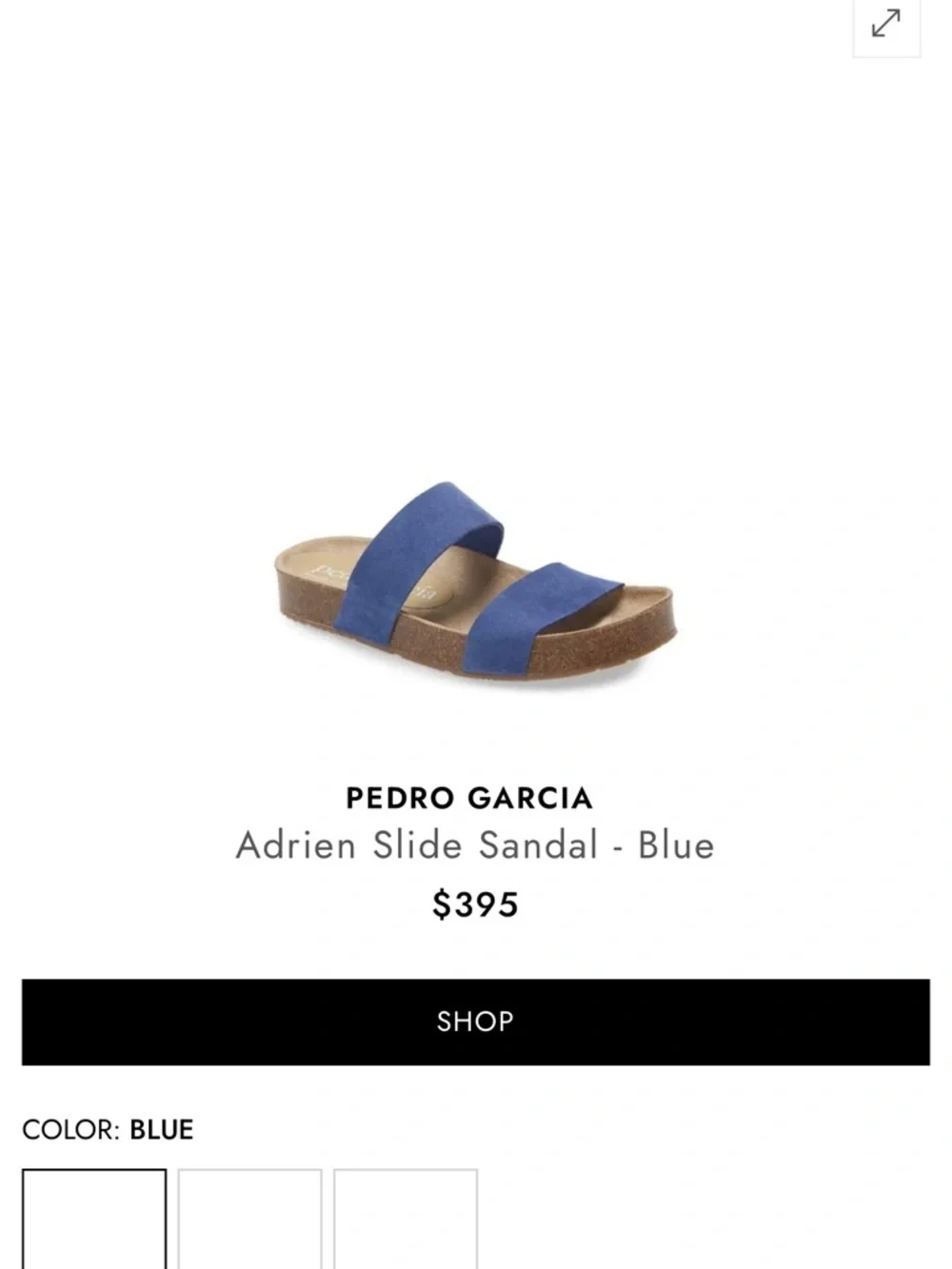 Pedro Garcia Blue Double-Strap Adrien Suede Slide Sandals Size 8.5 (39 1/2)
